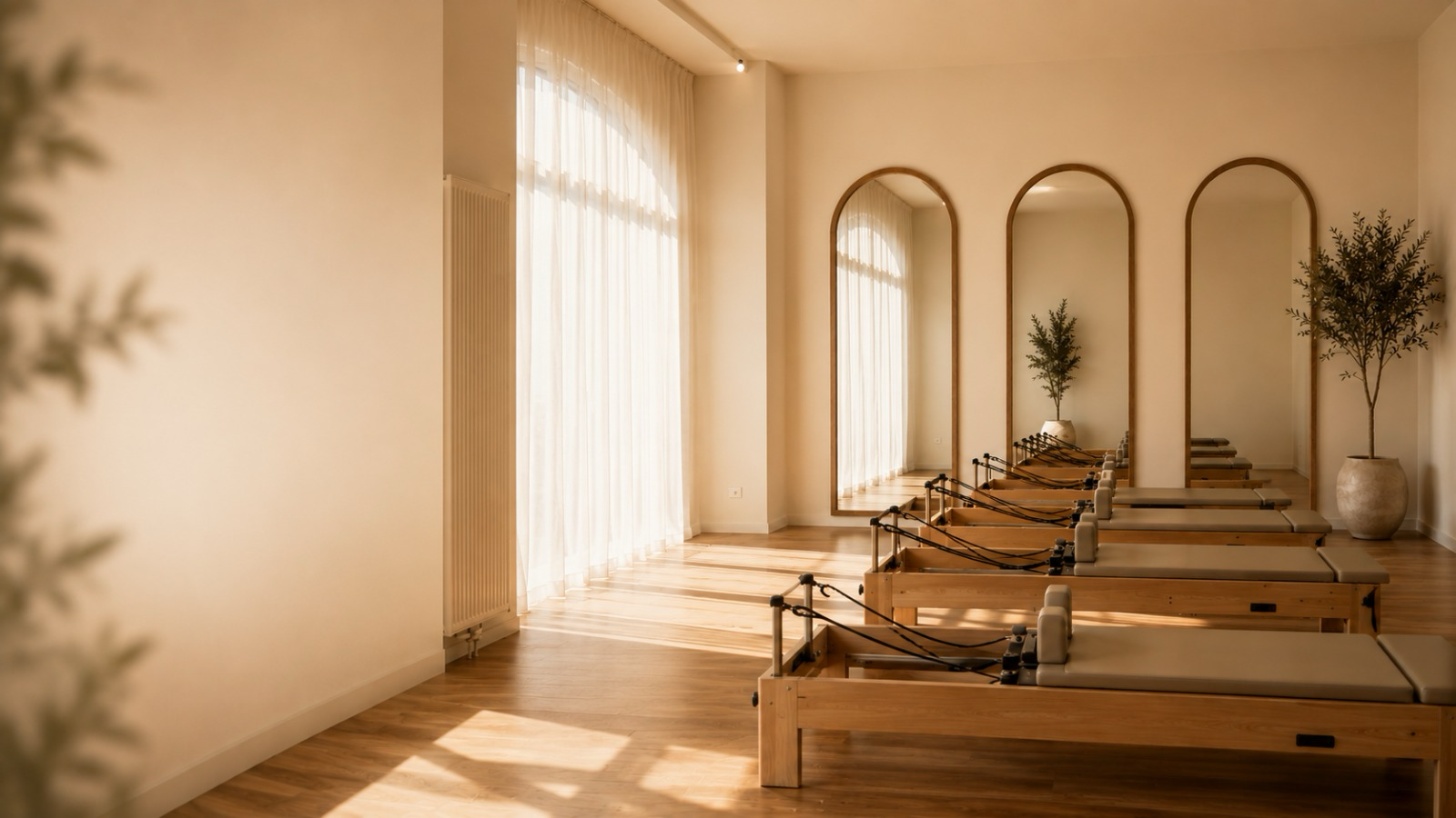 Reformer-Raum des ELLA Studios mit natürlichem Licht